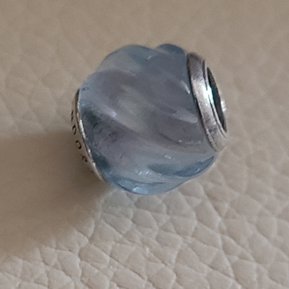 Authentic Pandora baby blue glass bead